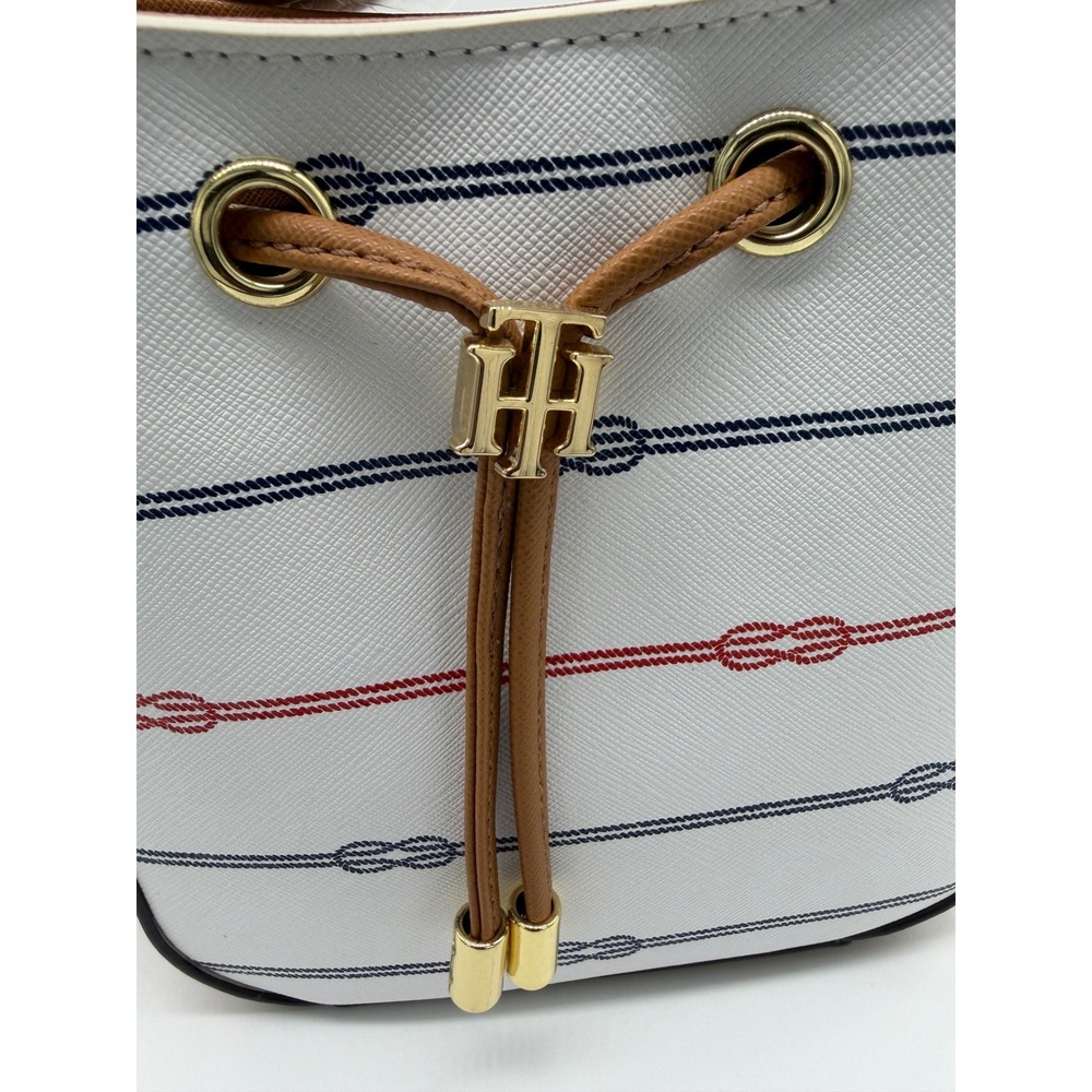 Tommy Hilfiger Bucket Bag Women Small White Nautical Rope‎ Knot Crossbody NWT - Picture 4 of 12